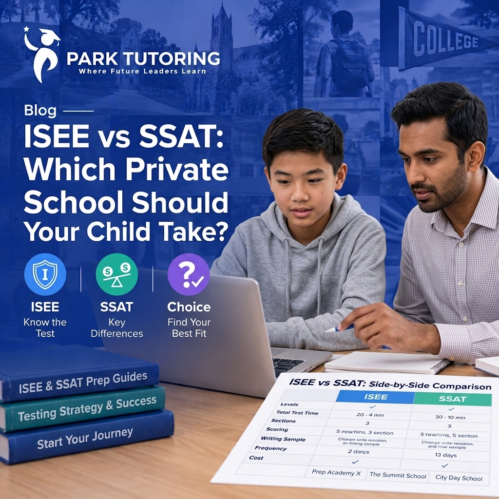 ISEE vs SSAT private school entrance exam comparison — Park Tutoring guide