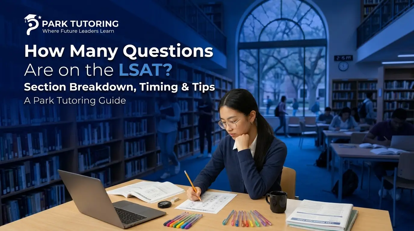 Student working through an LSAT practice test answer sheet, from Park Tutoring’s guide to how many questions are on the LSAT.