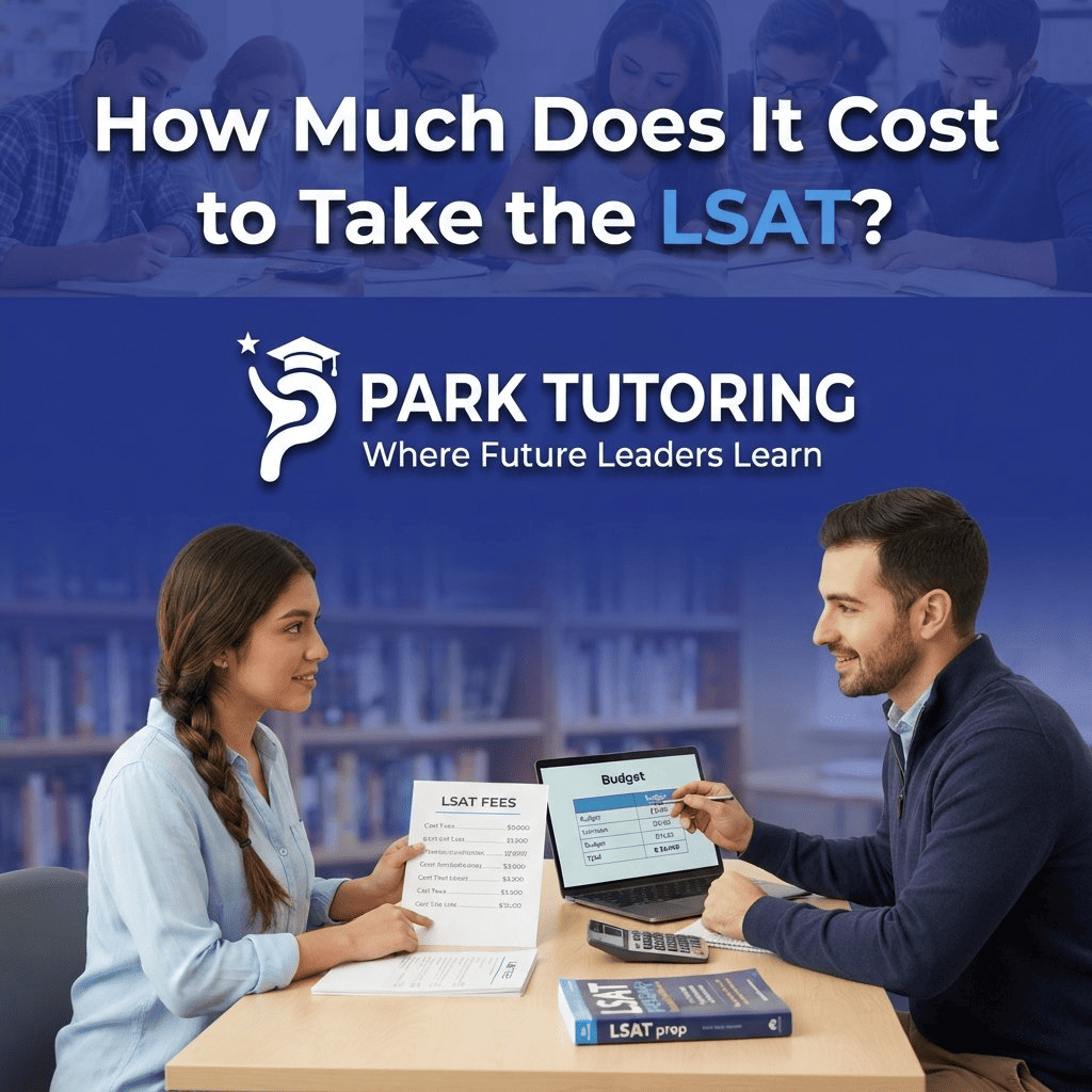 Student reviewing LSAT registration fees and law school application costs with Park Tutoring.
